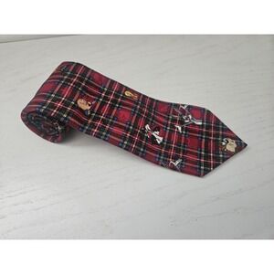 Vintage 1993 Looney Tunes‎ Men Tartan Plaid Necktie Taz Bugs Daffy Porky Tweety